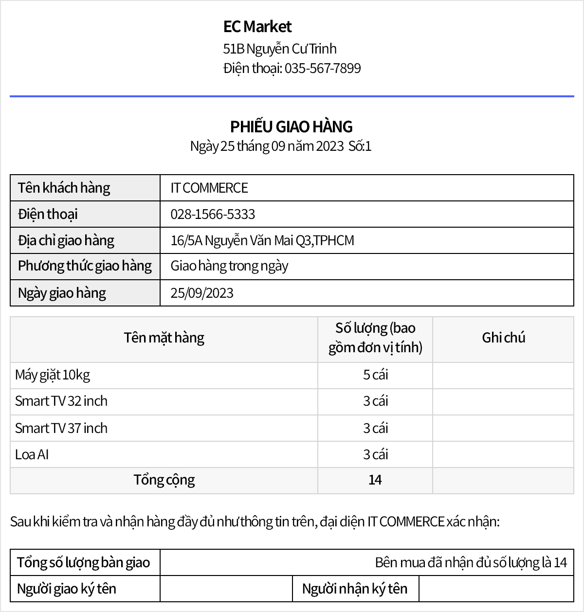 Dễ dàng nhập đơn giao hàng và tự động tạo/in Phiếu giao hàng